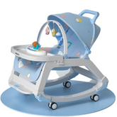 Comfortable Baby Bouncer Swing Chair with Adjustable Backrest, Canopy, and Wheels – Portable Manual Rocker with Storage & Hanging Toys